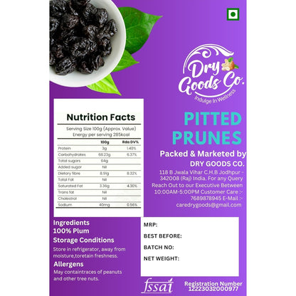Dry Goods Co Pitted Prunes 200g | No Added Sugar | Premium Dried Plums