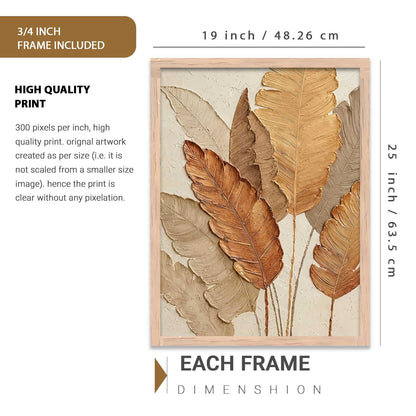 Aesthetic leaf Art Home Decoration | Floral Paintings With Frame For Living Room Bed Room Hotel Wall Decor Digital Reprint (19x25 inch)