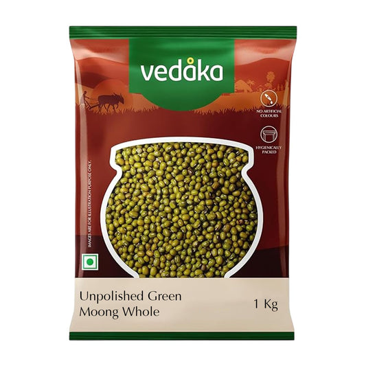 Vedaka Unpolished Green Moong Dal | Whole | 1 Kg | Popular Green Moong Dal | Naturally Rich in Protein | Naturally Cholesterol Free