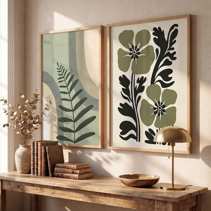 Aesthetic Boho Art Home Decoration | Boho Paintings With Frame For Living Room Bed Room Hotel Wall Decor Digital Reprint Set of 2 (13X17 inch)