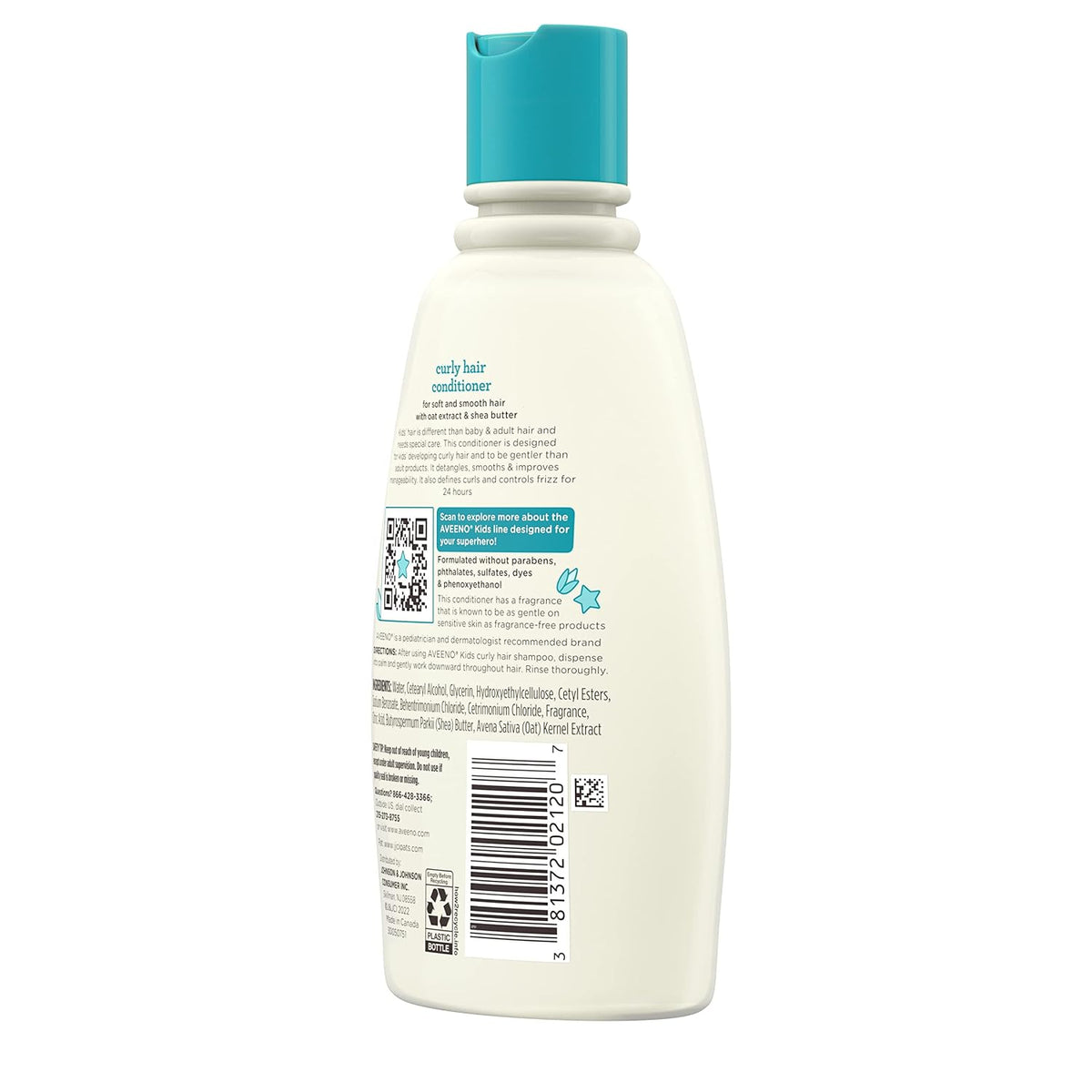 Aveeno Baby Kids Curly Hair Conditioner With Oat Extract & Shea Butter, Gently Nourishes & Hydrates For Defined Curls, Tear-Free & Suitable For Sensitive Skin, Hypoallergenic, 12 Fl. Oz, 1 Count