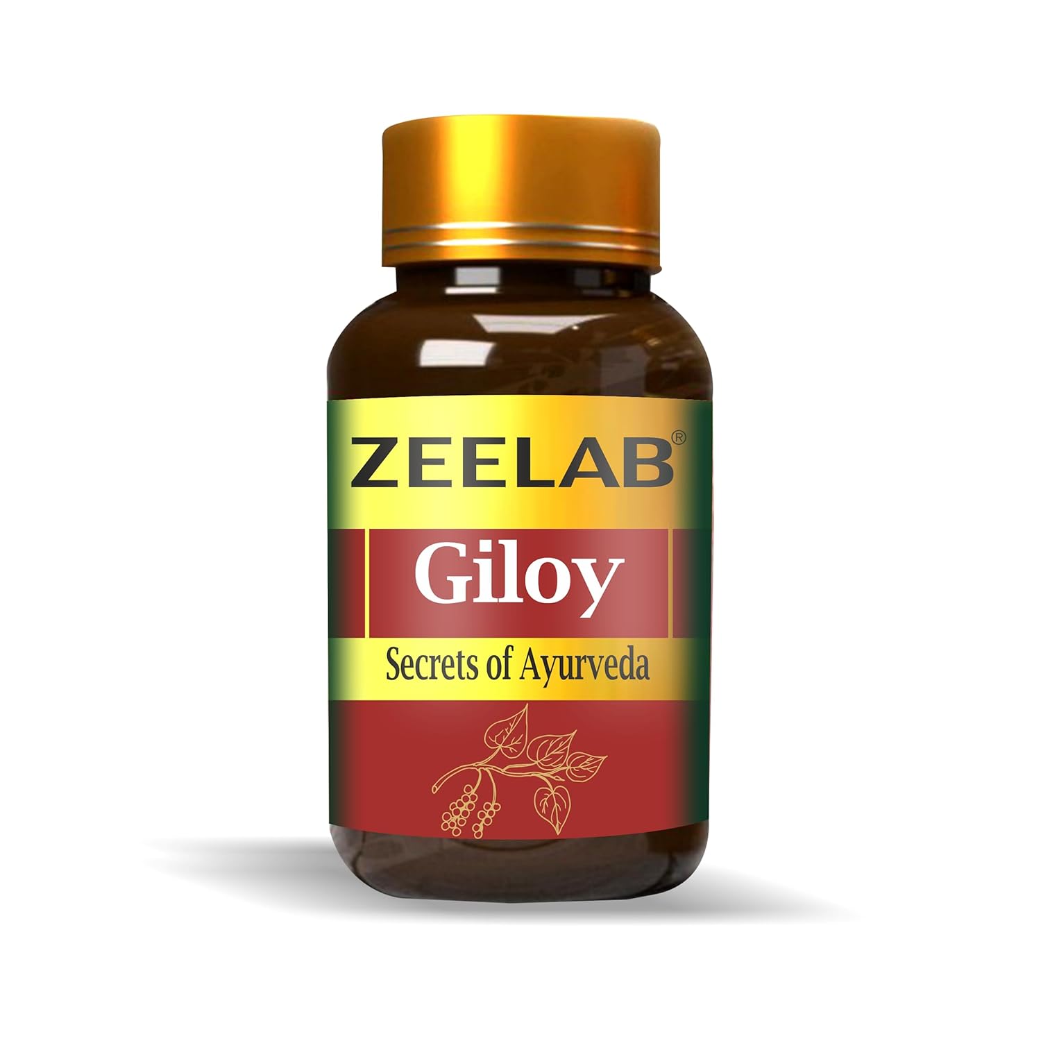 Zeelab Giloy supplement bottle with gold cap on a white background