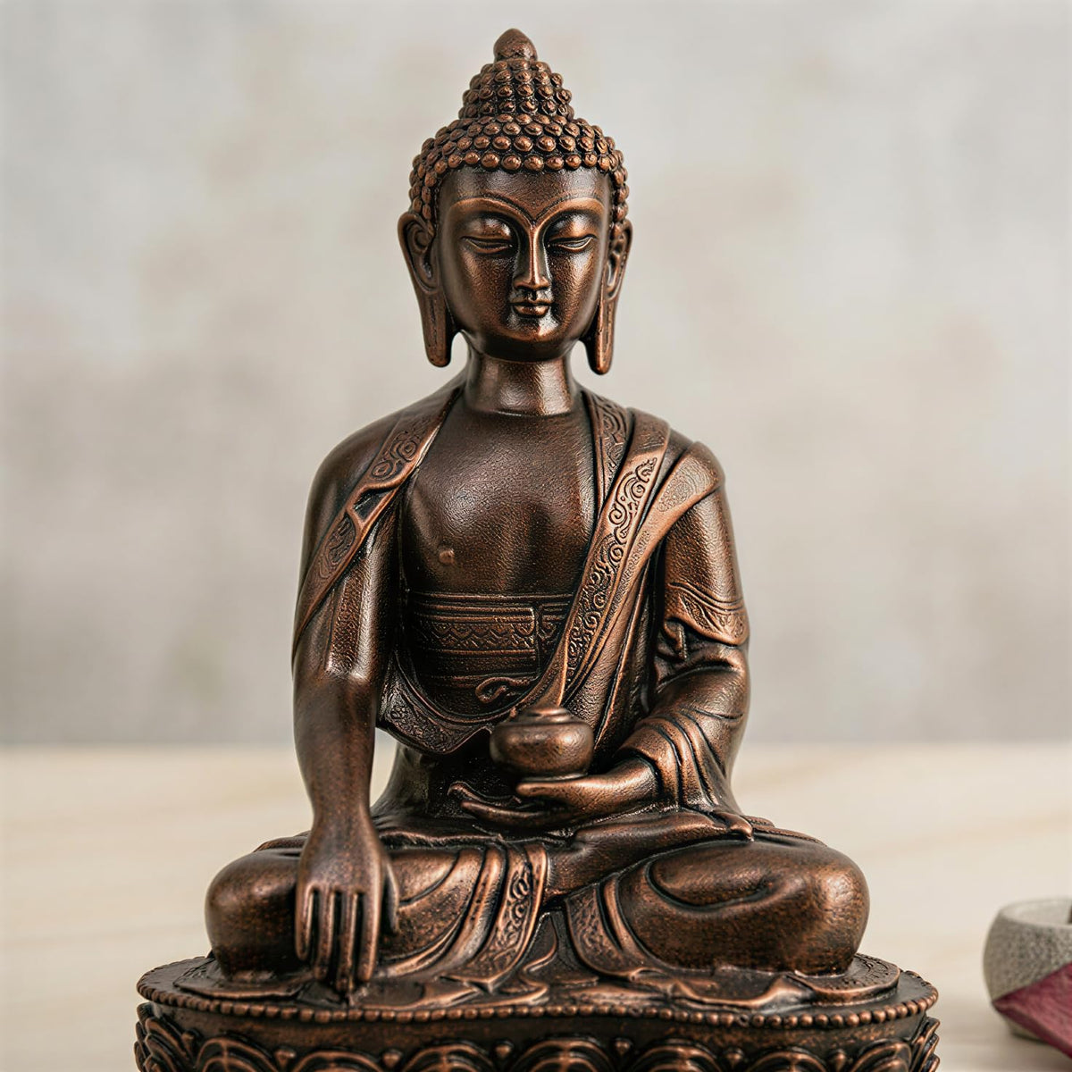 New Limited Edition Meditating Sitting Buddha Idol Statue showpiece Home Decor Decoration Items for Living Room and Gifts (Antique Copper-BS1)