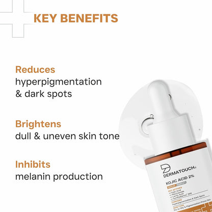 DERMATOUCH Kojic Acid 2% Serum | Best for Hyperpigmentation, Uneven Skin Tone & Dark Spots | For Both Men & Women | 20ml