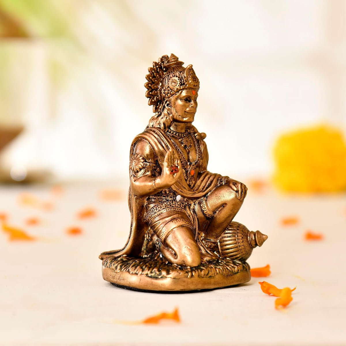 Hanuman Ji Murti for Car Dashboard Resin Sankat Mochan Hanuman Idol for Home Decor & Gifts, Office, Pooja Room