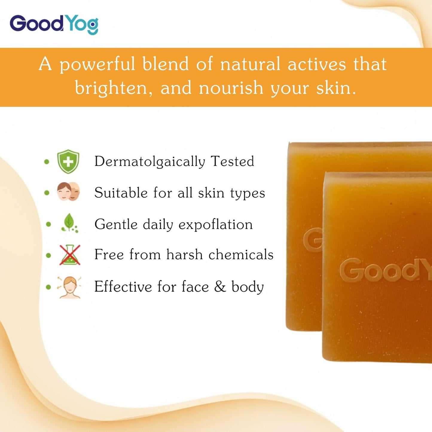 GoodYog 2% Kojic Acid Soap (100g, Pack of 2) with Turmeric for Pigmentation, Dark Spots & Tan Removal | For Dark Underarms, Knees & Elbows | For Men & Women - 200g