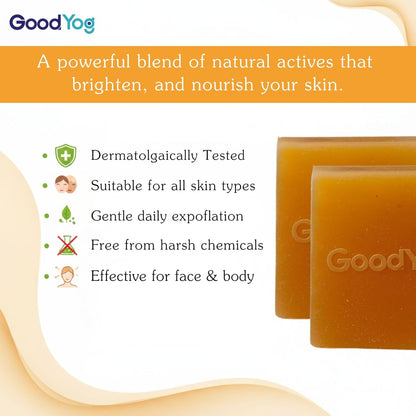 GoodYog 2% Kojic Acid Soap (100g, Pack of 2) with Turmeric for Pigmentation, Dark Spots & Tan Removal | For Dark Underarms, Knees & Elbows | For Men & Women - 200g