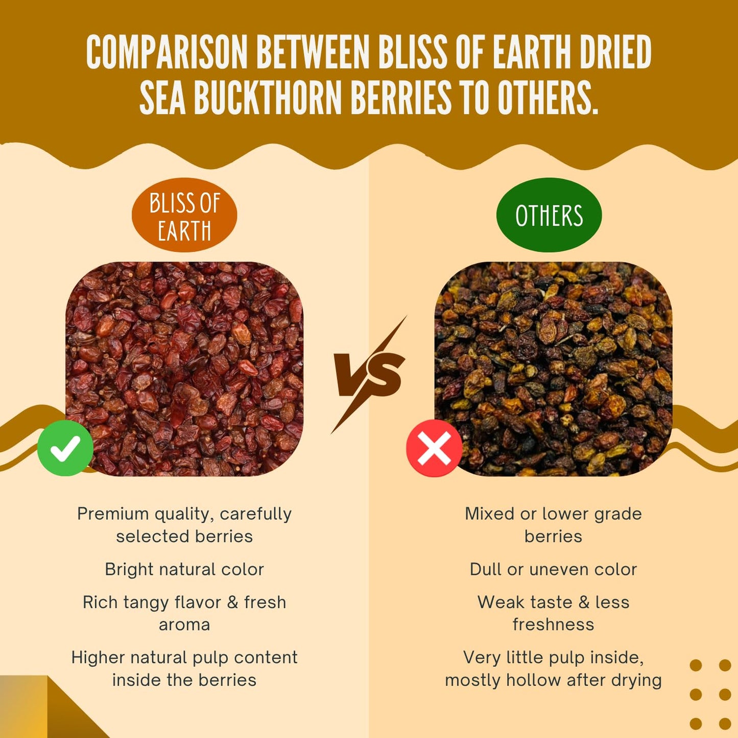 Bliss of Earth Himalayan Sea Buckthorn Berries (100g) | Naturally Sun-Dried Wild Berries | Packed with Omega 3, 6, 7 & 9 + Vitamins C & E | Supports Immunity, Digestion & Metabolism | Enhances Skin Glow & Hair Health | Zero Added Sugar