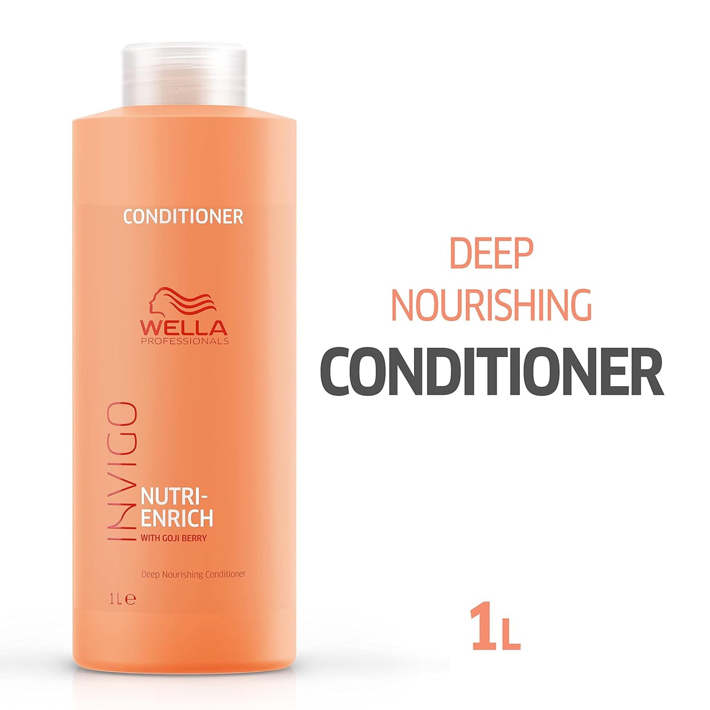 Orange conditioner bottle with Wella Professionals branding on a white background