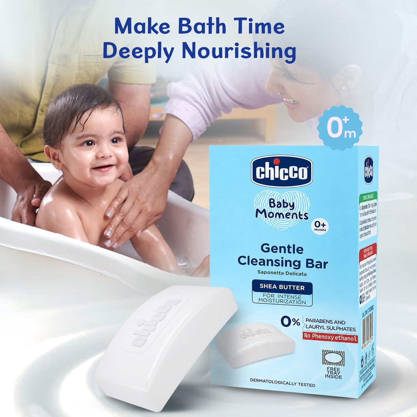 Chicco Baby Moments Gentle Cleansing Bar with Goodness of Shea Butter for Intense Moisturization 100g
