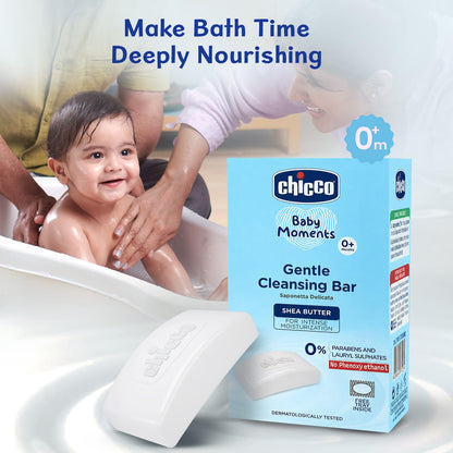 Chicco Baby Moments Gentle Cleansing Bar with Goodness of Shea Butter for Intense Moisturization 100g