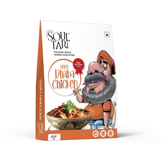 Soultari Ready To Eat Spicy Dhaba Chicken | Succulent Chunks of chicken In A Spicy Dhaba Style Curry Bursting With Flavour | Sufficent For Two | Just Heat And Eat | 300 Gram | Pack Of 1