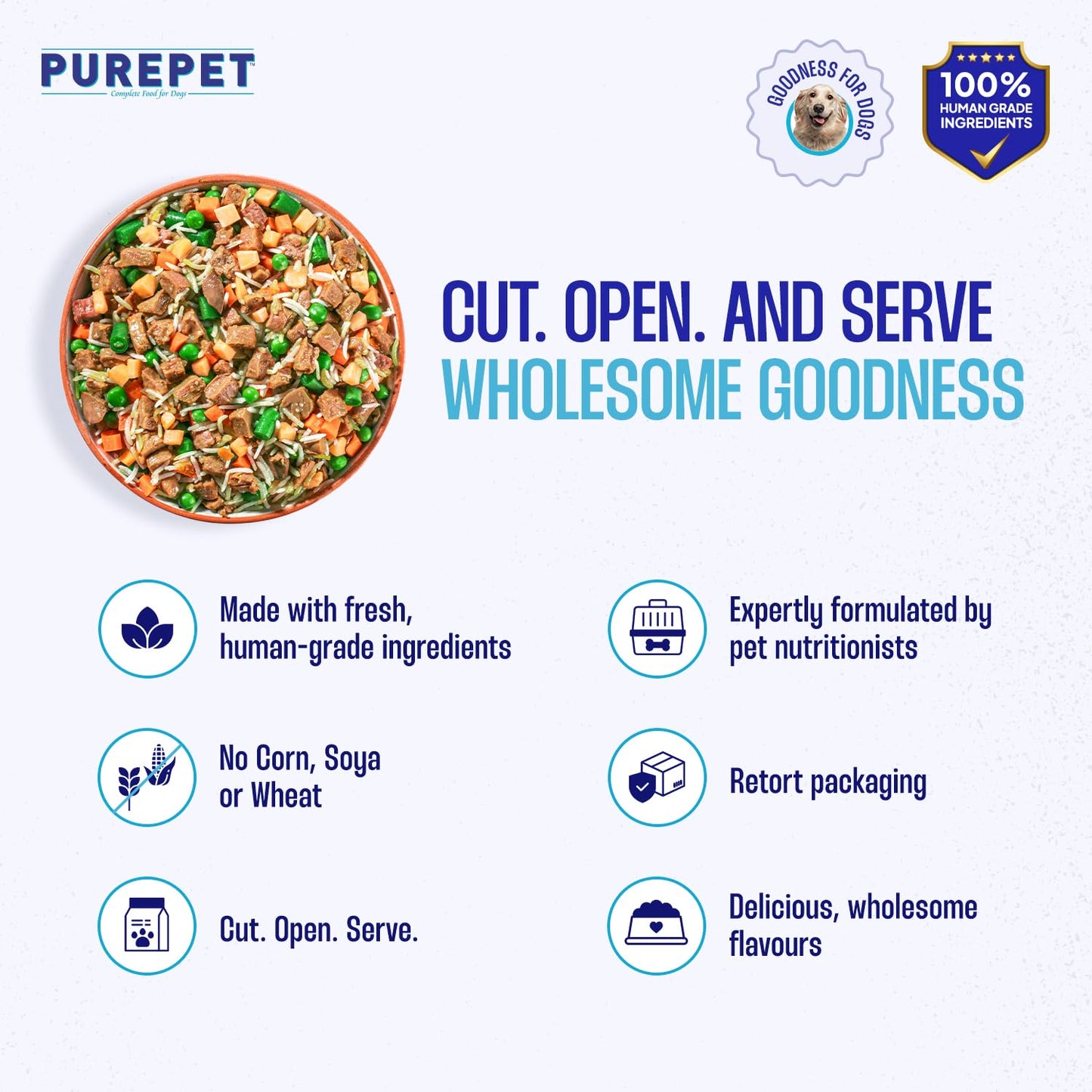 Purepet Fresh Dog Food 300g | Chicken & Vegetables for Adults & Puppies | High Protein, 65% Real Chicken, 35% Fruits & Veggies | No Preservatives | Ready to Serve | All Breeds | Single Meal Pack