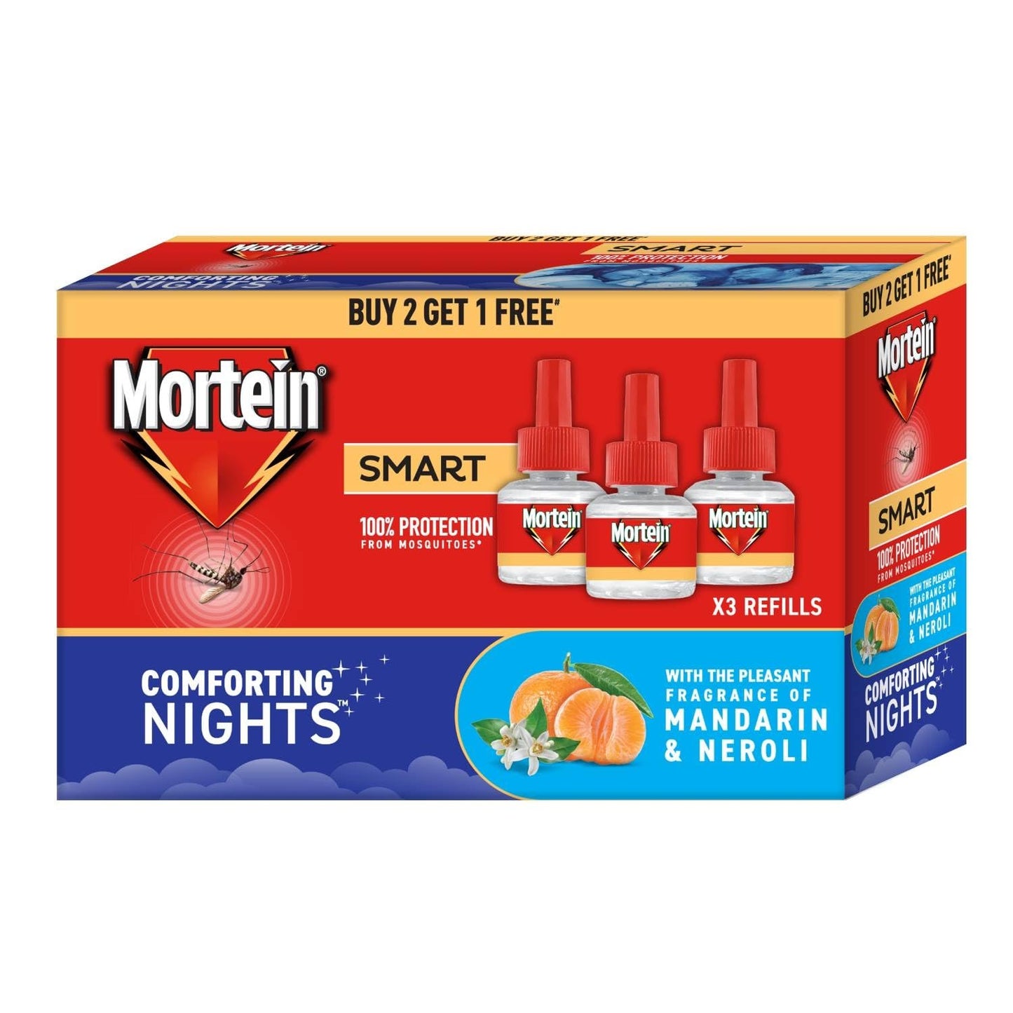 Mortein 45ml x 3 Refills With The Pleasant Fragrance of Mandarin & Neroli Liquid| Fits All Machines | Smartplus Mosquito Killer | 100% Protection from Mosquitoes | Insect & Mosquito Repellent
