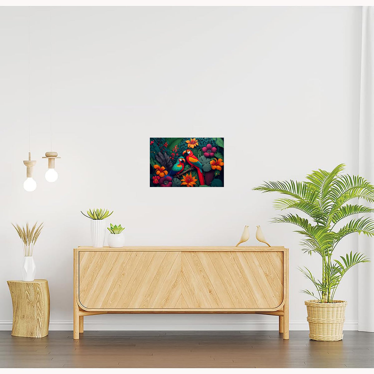 Parrot Paintings for Living room, Parrot Poster Big Size with Sparkle Coated Lamination - 22192 (Self Adhesive) 18x24 Inch