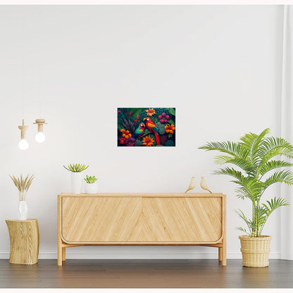 Parrot Paintings for Living room, Parrot Poster Big Size with Sparkle Coated Lamination - 22192 (Self Adhesive) 18x24 Inch
