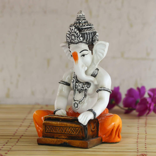 Lord Ganesha Playing Harmonium Decorative Showpiece - 20 c