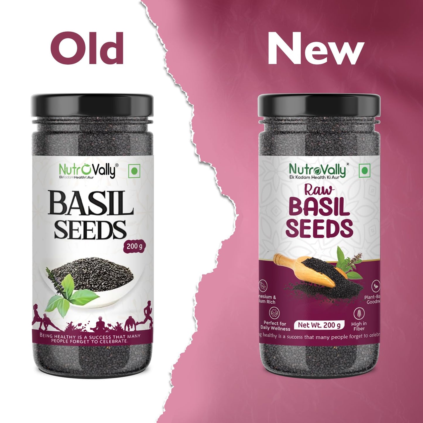 NutroVally Raw Basil Seeds 200g | Sabja Seeds Rich in Fiber, Plant-Based Protein & Essential Nutrients | Supports Digestion, Hydration, Satiety | Vegan, Gluten-Free Superfood for Detox Drink & Recipes