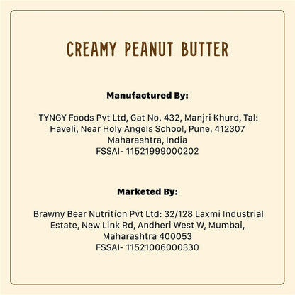 Brawny Bear Peanut Butter, 100% Natural Sweetened with Dates, Smooth Healthy Nut Butter with No Added Sugar and Preservatives, Low Gl, Vegan, High in Protein Spread - 500 gms