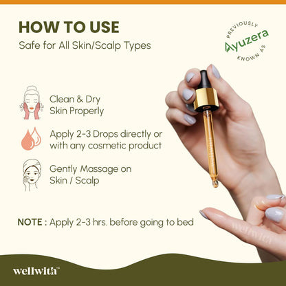 Wellwith (Ayuzera) Sea Buckthorn Berry Oil 10ml | Face & Hair Serum | Nourishing Oil | Omega 3,6,7 & 9 | Collagen Boosting | Dull Skin & Fine Lines & Dark Spots | For Smooth, Glowing Skin (Pack of 1)