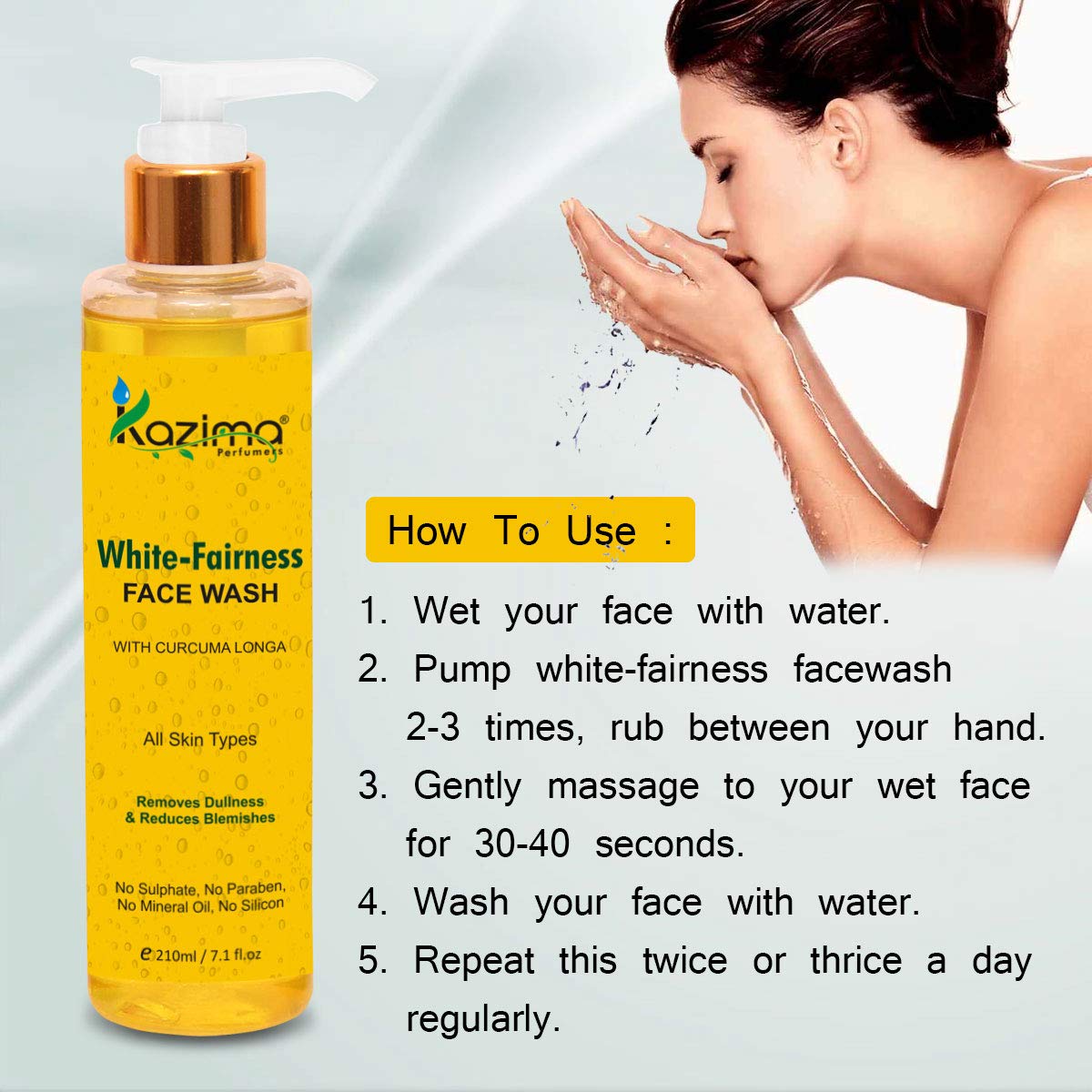 KAZIMA White Fairness Face Wash (200ML) - Removes Dullness & Reduces Blemishes