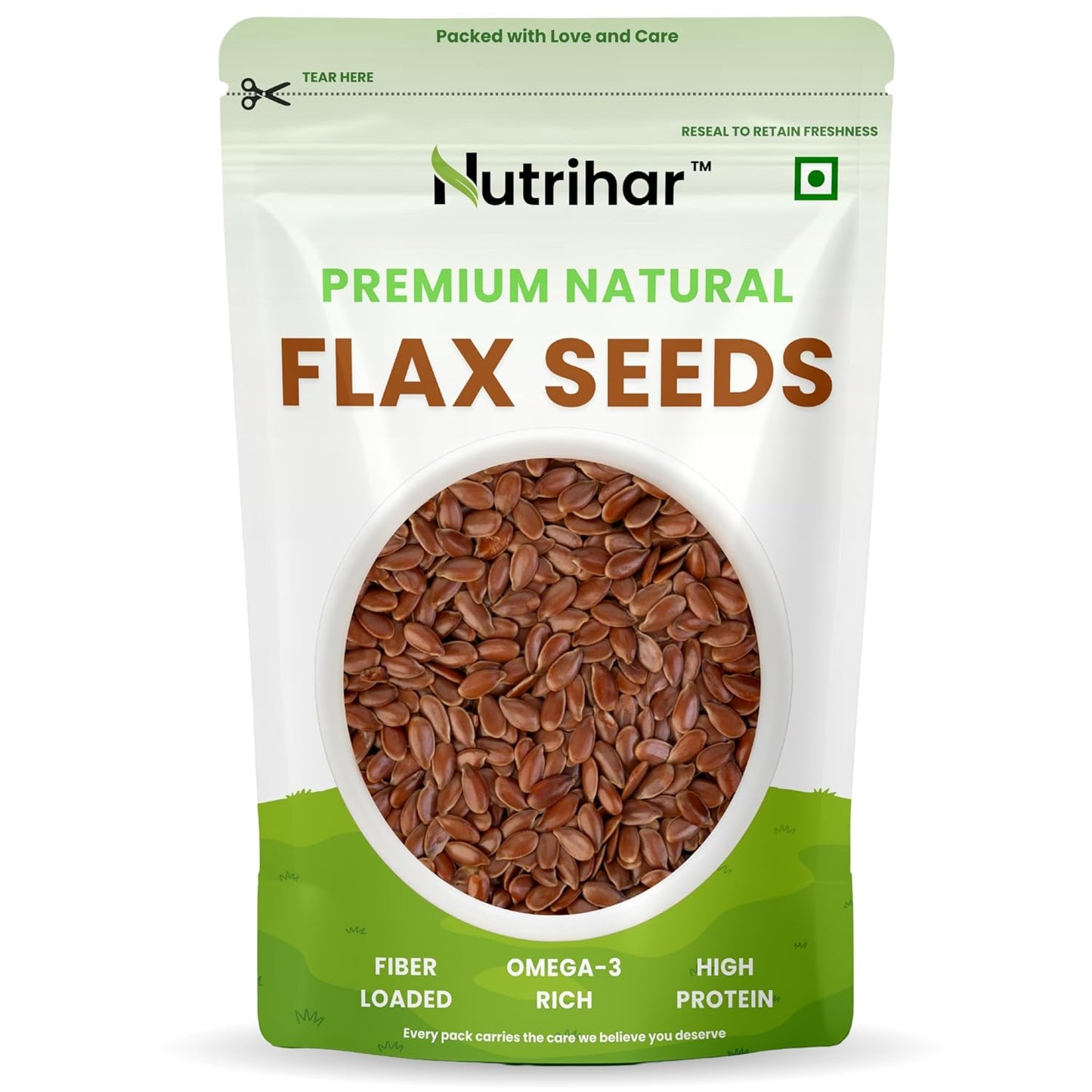 Nutrihar Raw Flax Seeds 100g | Double-Cleaned | Rich in Omega-3 & Protein | Good for Hair Growth | Alsi Seeds 100g