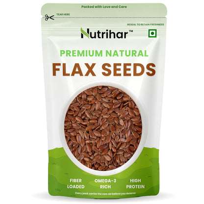 Nutrihar Raw Flax Seeds 100g | Double-Cleaned | Rich in Omega-3 & Protein | Good for Hair Growth | Alsi Seeds 100g