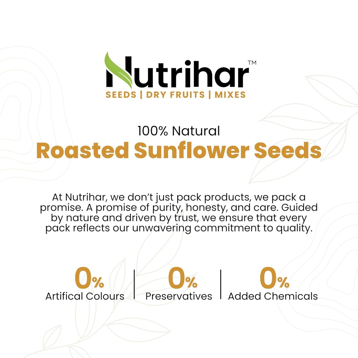 Nutrihar Roasted Sunflower Seeds 100g | Unsalted, Dry Roasted Sunflower Seeds for Eating | No Added Oil | Rich in Vitamin-E & Fibre