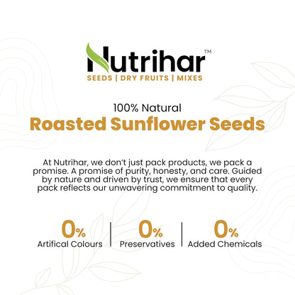 Nutrihar Roasted Sunflower Seeds 100g | Unsalted, Dry Roasted Sunflower Seeds for Eating | No Added Oil | Rich in Vitamin-E & Fibre