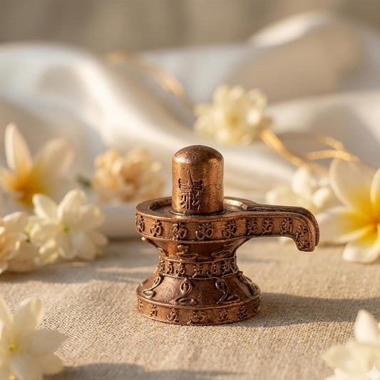 Pure Copper Shivling Murti | Handcrafted Copper Idol for Pooja Room, Vastu Decor | Traditional & Auspicious Religious Hindu God Showpiece & Gift Item | 83gm (3.5x5.5 cm)