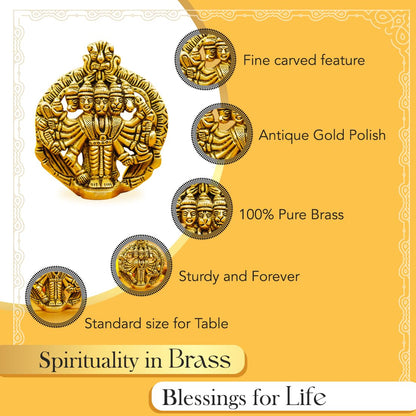 100% Pure Brass Panchmukhi Hanuman (Size: 10 cm) | Panchmukhi Hanuman Murti for Door Entrance | Panch Mukhi Hanuman Ji for Wall | Vastu Protection from Evil Eye