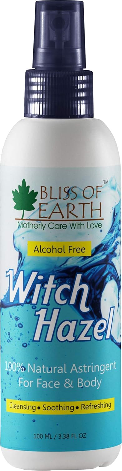 Bliss of Earth Witch Hazel Toner For Face, Acne & Oily Skin, Natural Pore Minimizer, Alcohol Free Facial Astringent, 100ml