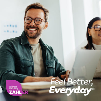 Two people working on a laptop with 'Feel Better, Everyday' text and Zahler logo.