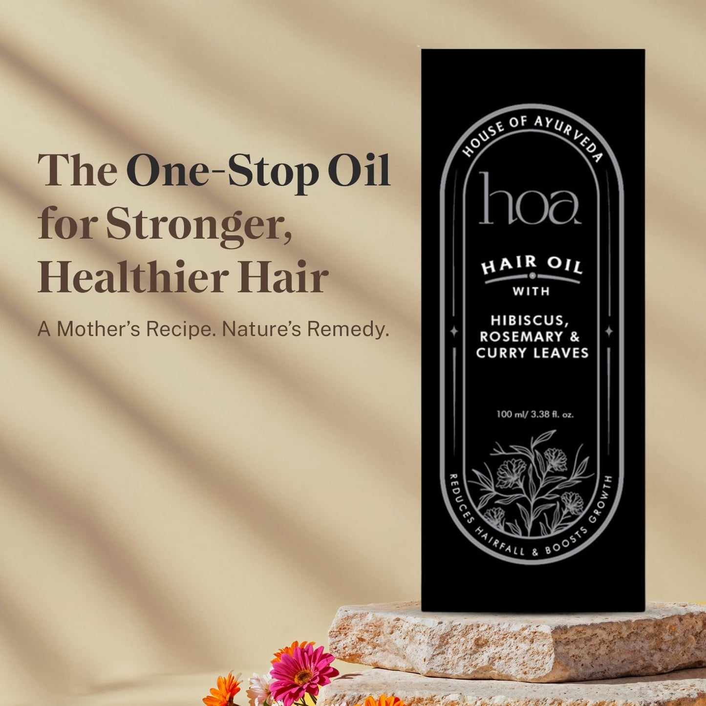 Hair Oil for Hair Fall Control, Frizz Control,Hair Growth & Dandruff Relief with Hibiscus, Curry Leaves and Rosemary | Lightweight & Non-Sticky - 100ml