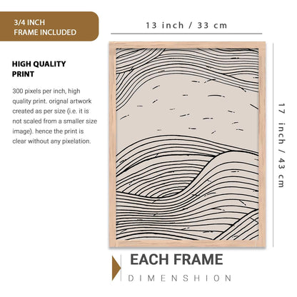 Modern Art Decorative Wall Art Print With Frame Pattern Paintings For Living Room Bed Room Hotel Wall Decor Digital Reprint Set of 3 (13X17 inch)