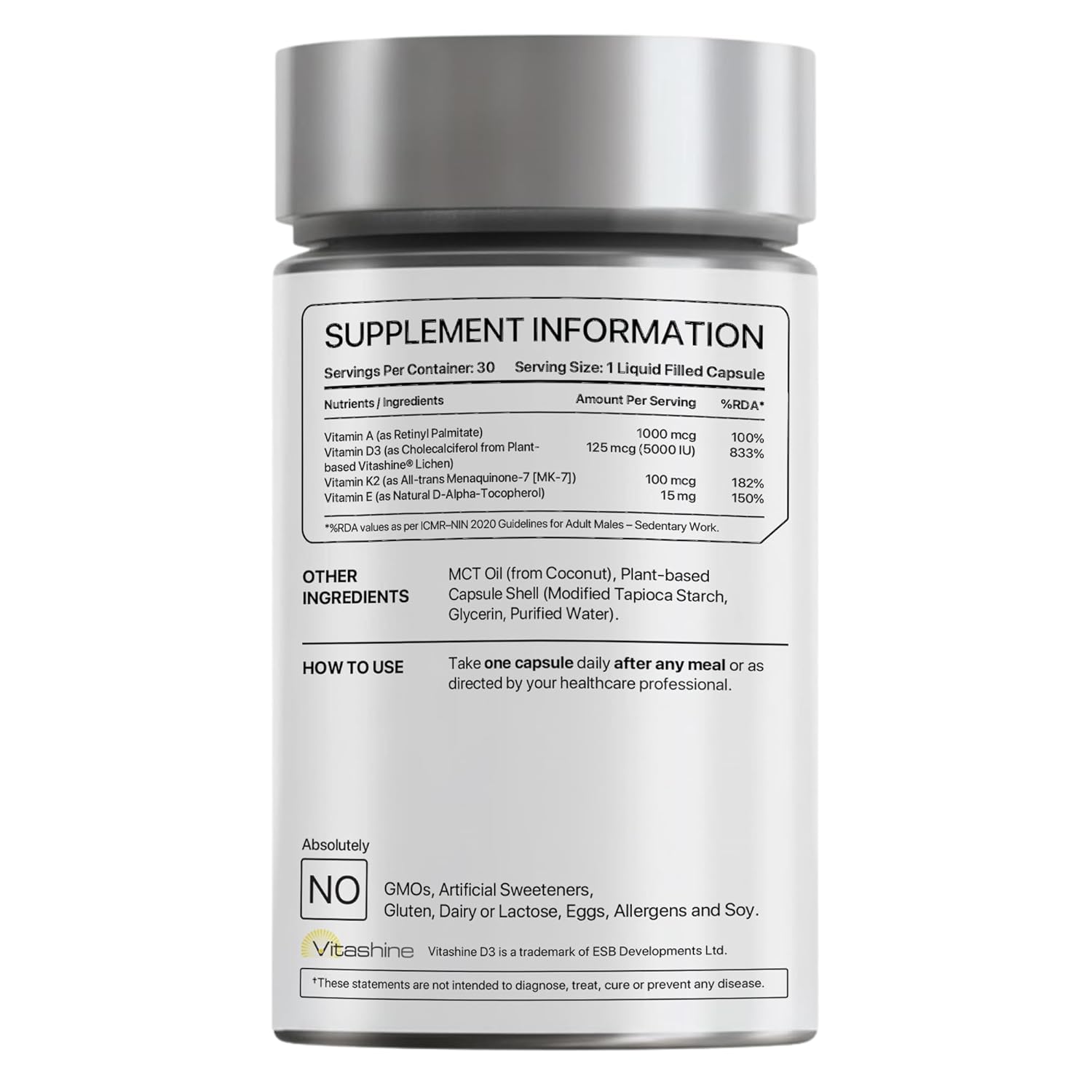 Supplement container with label on a white background