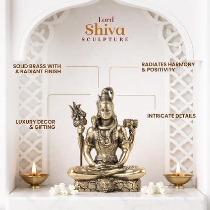 Handcrafted Brass Shiv Ji Murti | Lord Shiva Idol for Meditation, Pooja Room & Home Temple | Auspicious Hindu God Statue (Design03: L6 x W3.5 x H7 cm)