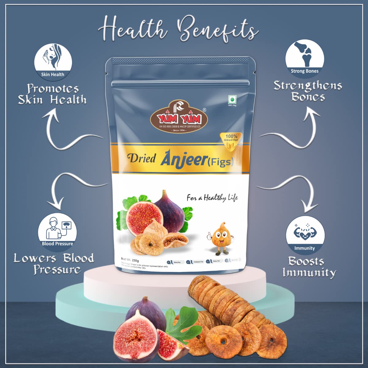 Yum Yum Premium Dried,250g | Afghani Anjeer I Low in Fat | Healthy Snack I Rich Source of Vitamins Dietary Fiber | Dry figs