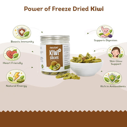 Nectar Superfoods Freeze Dried Kiwi slices- 50 grams Jar-Pack of 1 Nos | 100% Natural & Pure | No Preservatives, No Sugar Added, Vegan | Ideal for Cooking & Seasoning | Made in India
