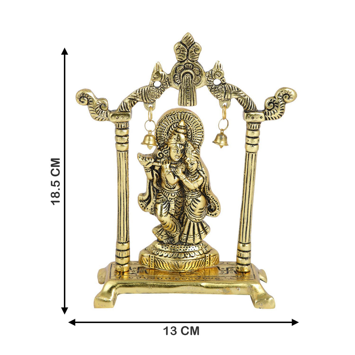 Designer Metal Radha Krishna Idol Couple Showpiece Radha Krishna Idol Murti for Home Décor Idol Showpiece Statue Diwali Home Decoration Items Festive Home Office Gifts,Golden