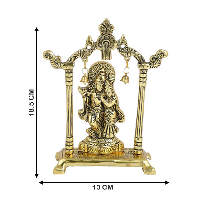 Designer Metal Radha Krishna Idol Couple Showpiece Radha Krishna Idol Murti for Home Décor Idol Showpiece Statue Diwali Home Decoration Items Festive Home Office Gifts,Golden