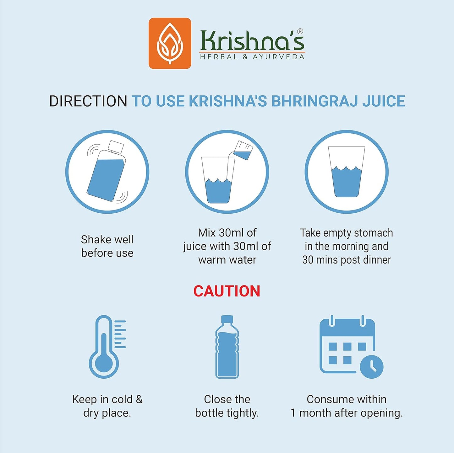 KRISHNA'S HERBAL & AYURVEDA Bhringraj Juice-500 Ml(Pack Of 1)|Preservative Free|Nourishes Hair And Improves Hair Growth