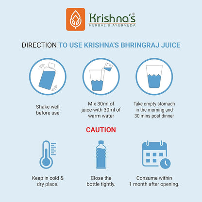 KRISHNA'S HERBAL & AYURVEDA Bhringraj Juice-500 Ml(Pack Of 1)|Preservative Free|Nourishes Hair And Improves Hair Growth