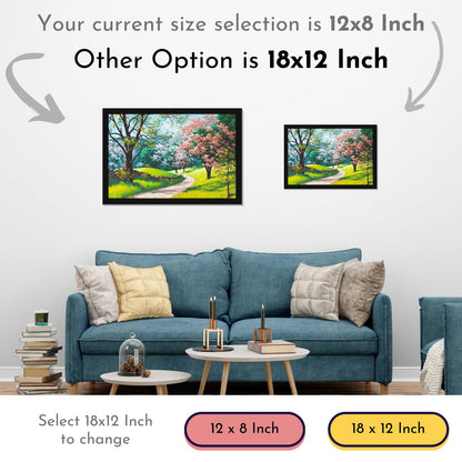 Tree Scenery Painting Aesthetic Hanging Photo Frame Decorative Item Home Decoration and Wall Decor for Living Room and Bedroom (MM 1597, 30.5L x 20.3W cm, Paper, With Plexi Glass)