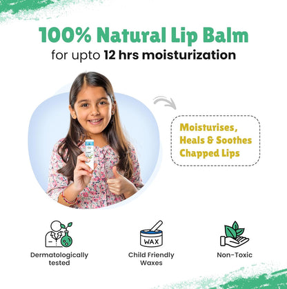 Little Joys Natural Lip Balm for Kids | Heals Chapped Lips | Formulated with Child Friendly Waxes, Shea Butter, Milk Protein & Castor Seed Oil | Developed by Experts | 4g X 2