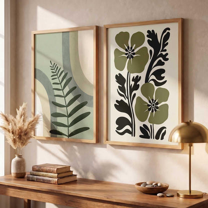 Aesthetic Boho Art Home Decoration | Boho Paintings With Frame For Living Room Bed Room Hotel Wall Decor Digital Reprint Set of 2 (13X17 inch)