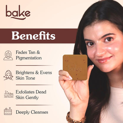BAKE De-Tan Scrub Treatment Coffee Soap (200Gms Pack of 2) | Ultra Pigmentation Soap for Tan Removal | With 2% Kojic Acid, 1% Glycolic Acid, 1% Alpha Arbutin | | For Pigmentation, Dark Spots & Tan Removal | For Women & Men | 100g x 2