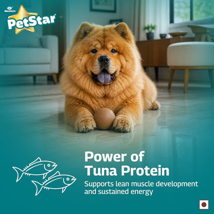 Petstar Adult Dry Dog Food 1 kg, Tuna & Rice Formula, High Protein, Easy Digestion, Immunity Support, No Artificial Flavours or Added Sugar