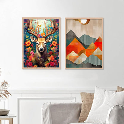 Premium Digital Paintings with Frame for Home Decoration - Painting for Living Room Bedroom Office - Painting for Wall Decoration - Pack of 4 (F)