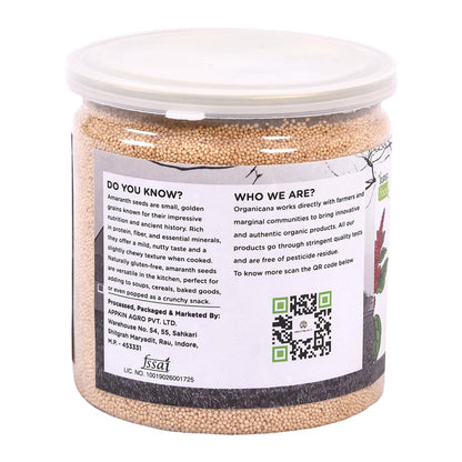 Organicana Whole Amaranth 400gm (Pack of 1) - Rajgira for Fasting | Ramdana seeds | Gluten Free Atta | High in Fibre and Protein